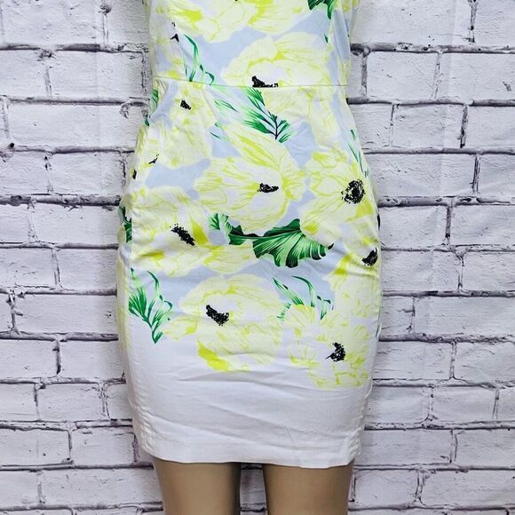 French Connection Womens White & Yellow Floral Short Sleeve Sheath Dress Size XS - Picture 2 of 13